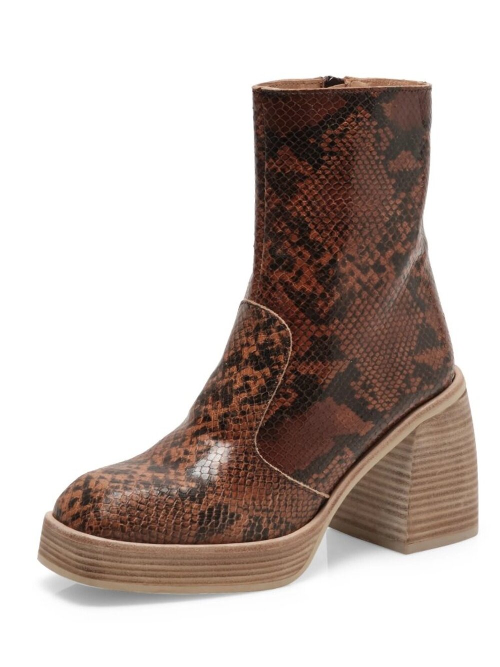 Free People Ruby Shine Platform Womens Leather Boots Brown Snake Size 39.5, US 9